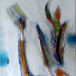 muntere Behausung 50 x 70, Acryl und Wellpappe. 250,-